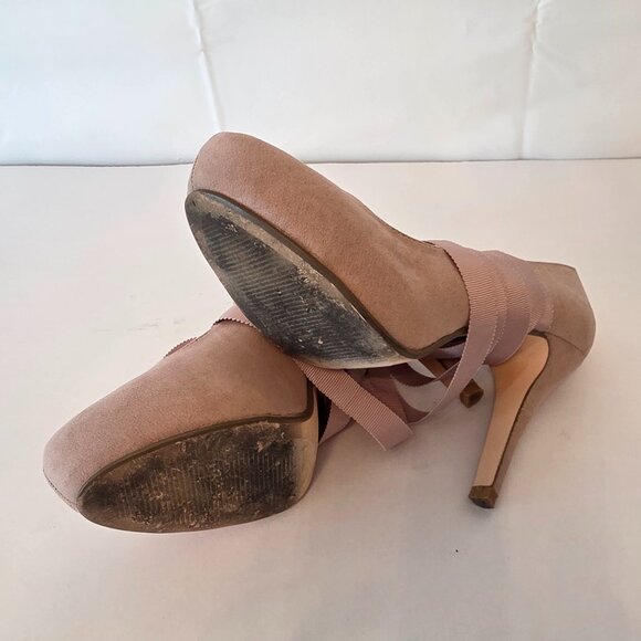Pre-Loved Dusty Pink Mary Jane Pumps with Ribbon Ankle Straps - Picture 7 of 7
